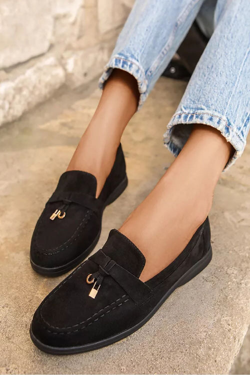 Pietta Black Suede Loafers